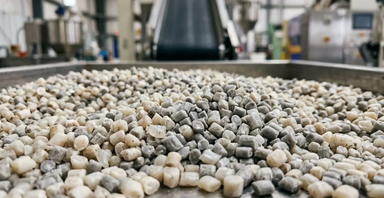 Granulés de plastique recyclé PEHD prêts pour la fabrication de palettes industrielles